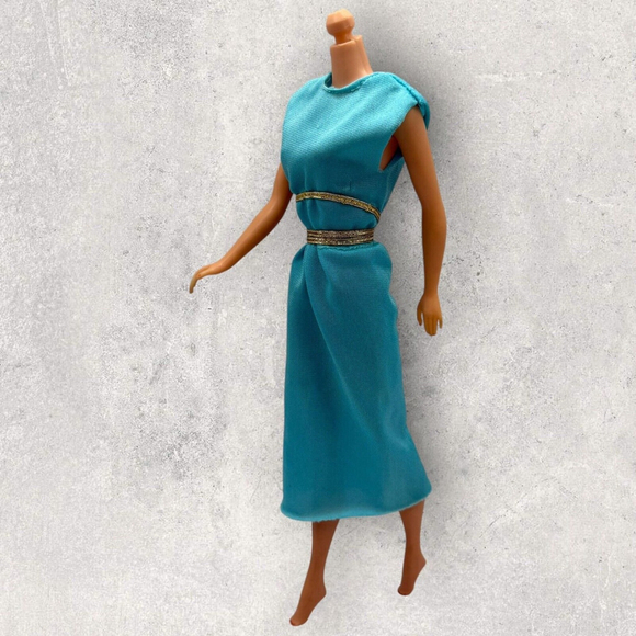 Vtg Superstar Barbie Best Buy Fashion #2769 Turquoise Dress Gold Tie 1979 Mattel - Picture 3 of 10